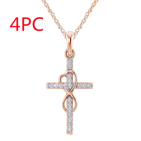 Alloy Pendant With Diamond And Eight-character Cross Necklace - Image 6