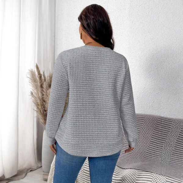 Women's Fashion All-match Casual Solid Color Square Plaid Pullover Sweater - Image 7