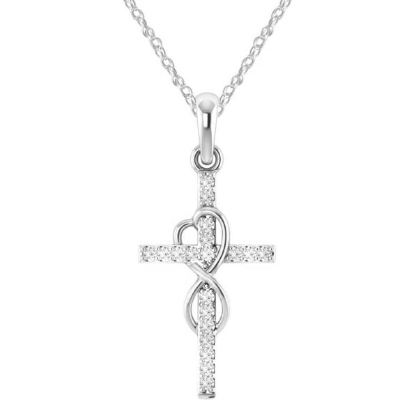 Alloy Pendant With Diamond And Eight-character Cross Necklace - Image 4