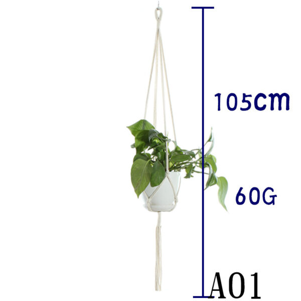 Flower Pot Net Bag Beige Cotton Rope Indoor Plant Hanger Hanging Basket Sling - Image 9