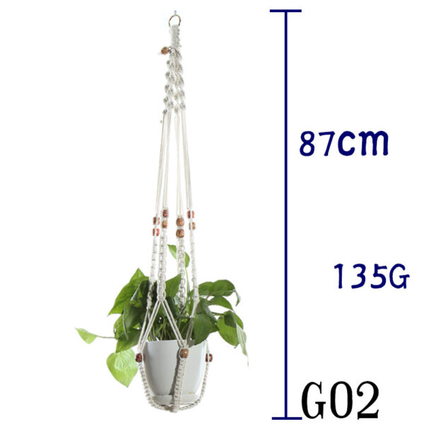 Flower Pot Net Bag Beige Cotton Rope Indoor Plant Hanger Hanging Basket Sling - Image 5