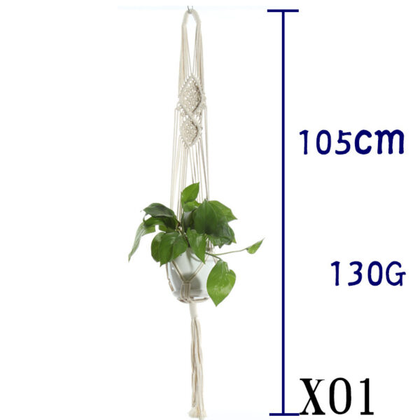 Flower Pot Net Bag Beige Cotton Rope Indoor Plant Hanger Hanging Basket Sling - Image 3