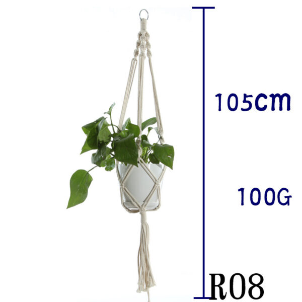 Flower Pot Net Bag Beige Cotton Rope Indoor Plant Hanger Hanging Basket Sling - Image 4