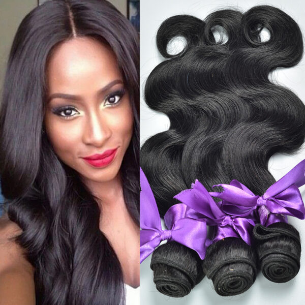 Real Hair Wig Hair Styling Hair Extension Body Wave Human Hair Weaves Bundle Deals Human Hair Extensions Natural & Jet Black - Image 4