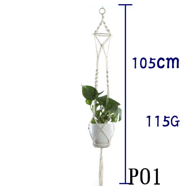 Flower Pot Net Bag Beige Cotton Rope Indoor Plant Hanger Hanging Basket Sling - Image 7