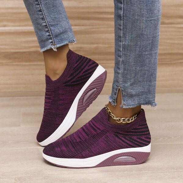 New Stripe Design Mesh Shoes Fashion Slip On Air Cushion Shoes Breathable Round-toe Flats Women - Image 9