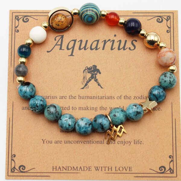 Eight Planets 12 Constellation Bracelet Natural Stone Hemp Stone - Image 9