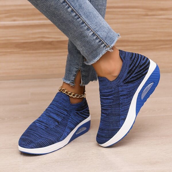 New Stripe Design Mesh Shoes Fashion Slip On Air Cushion Shoes Breathable Round-toe Flats Women - Image 10