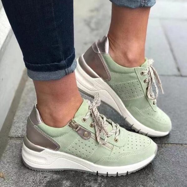 Fashion Lace-up Sneakers Women Cozy Tinck-soled Sports Shoes - Image 2