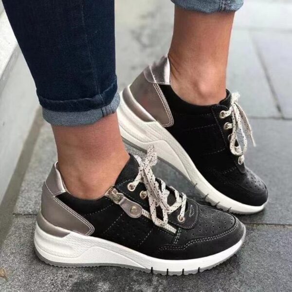 Fashion Lace-up Sneakers Women Cozy Tinck-soled Sports Shoes - Image 4